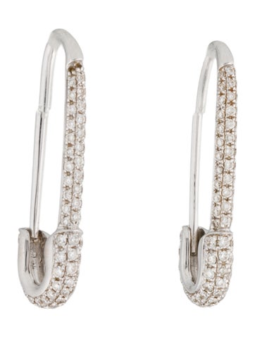 Anita Ko Hoop 18K Diamond Safety Pin Earrings