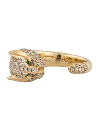 Anita Ko 18K 1.08ctw Diamond & Tsavorite Panther Cocktail Ring