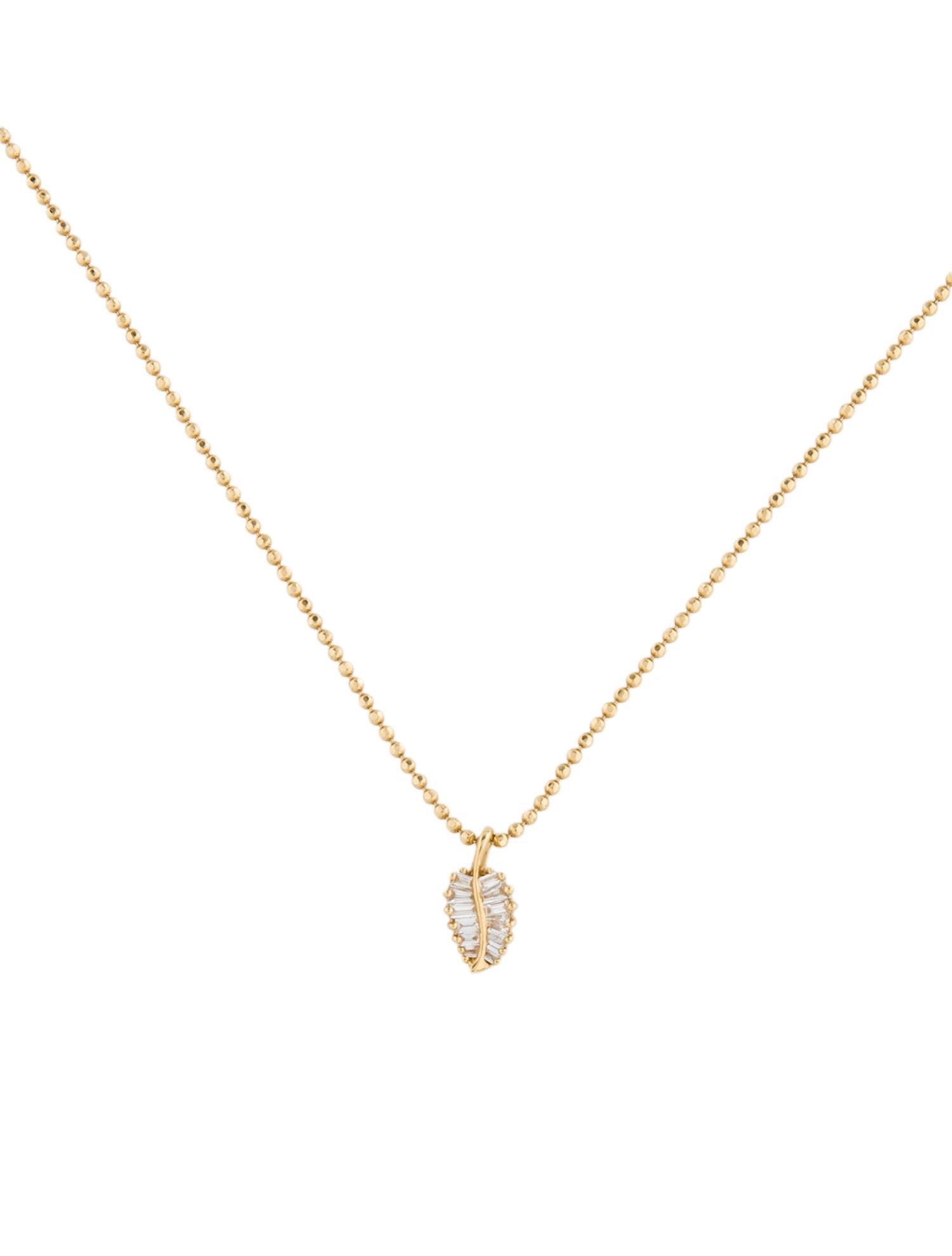 Anita Ko 18K Diamond Small Palm Leaf Pendant Necklace