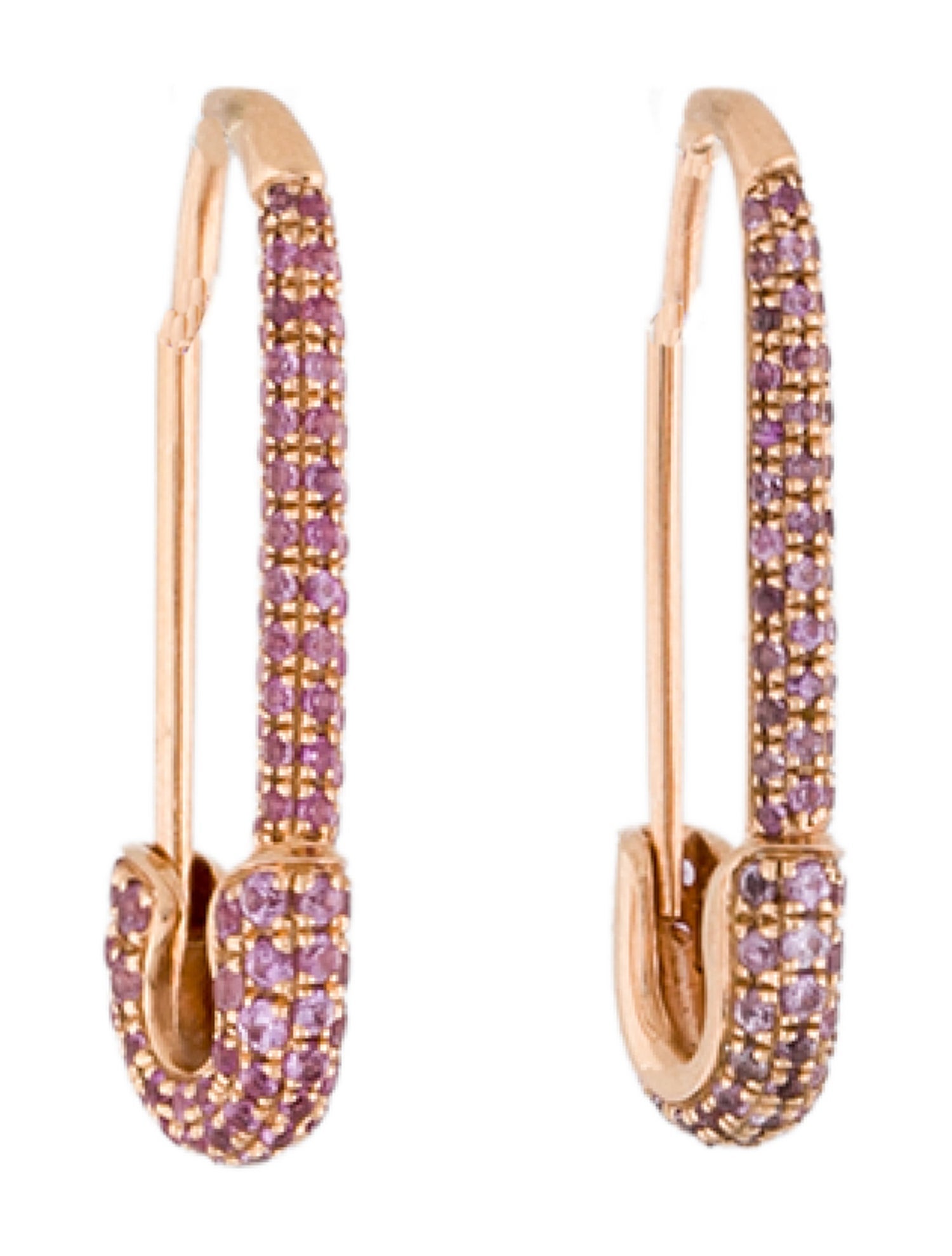 Anita Ko 18K 1.00ct Sapphire Safety Pin Earrings