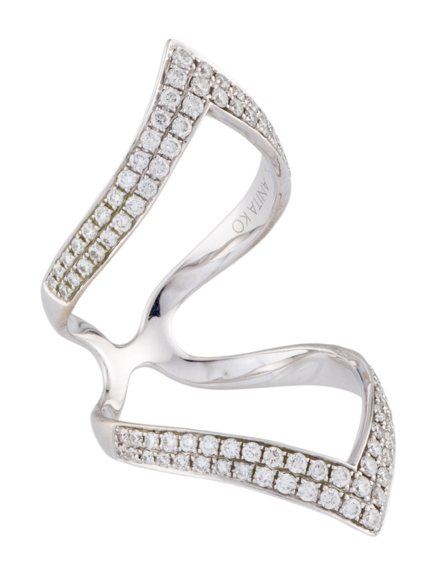 Anita Ko 18K Diamond Double Chevron Cocktail Ring