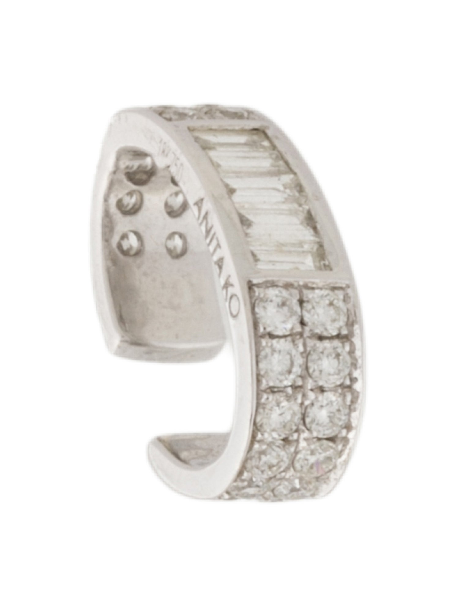 Anita Ko 18K Diamond Baguette & Round Ear Cuff