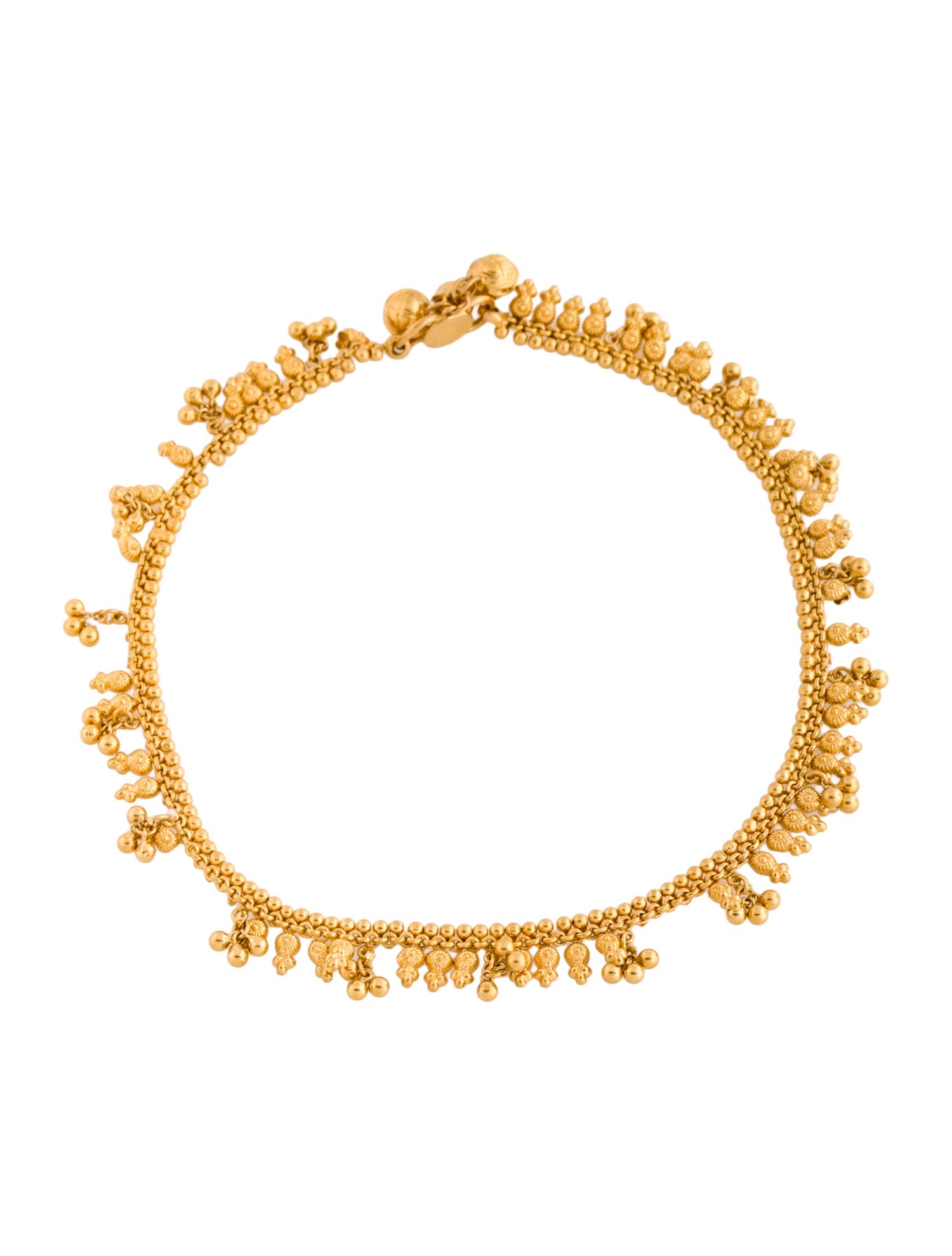 Anklet 22K Textured Beaded Drop Link