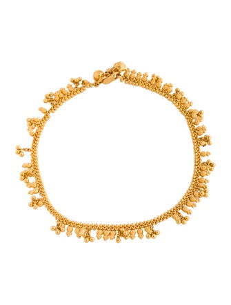 Anklet 22K Textured Beaded Drop Link Anklet