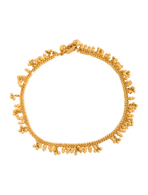 Anklet 22K Textured Beaded Drop Link Anklet