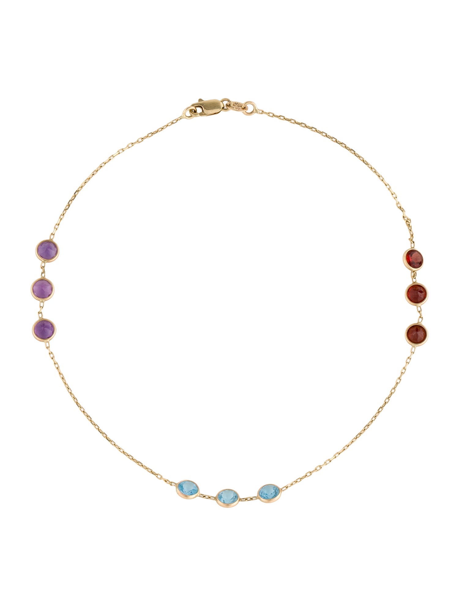 Anklet 14K Garnet, Topaz, & Amethyst