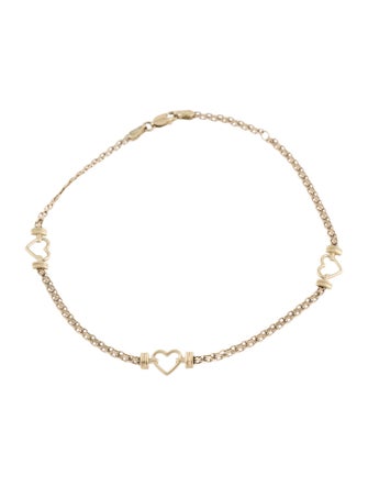 Anklet 10K Heart Charm Station Anklet