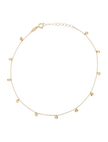 Pre-owned Anklet 14k Textured Disc Charm  In Multi