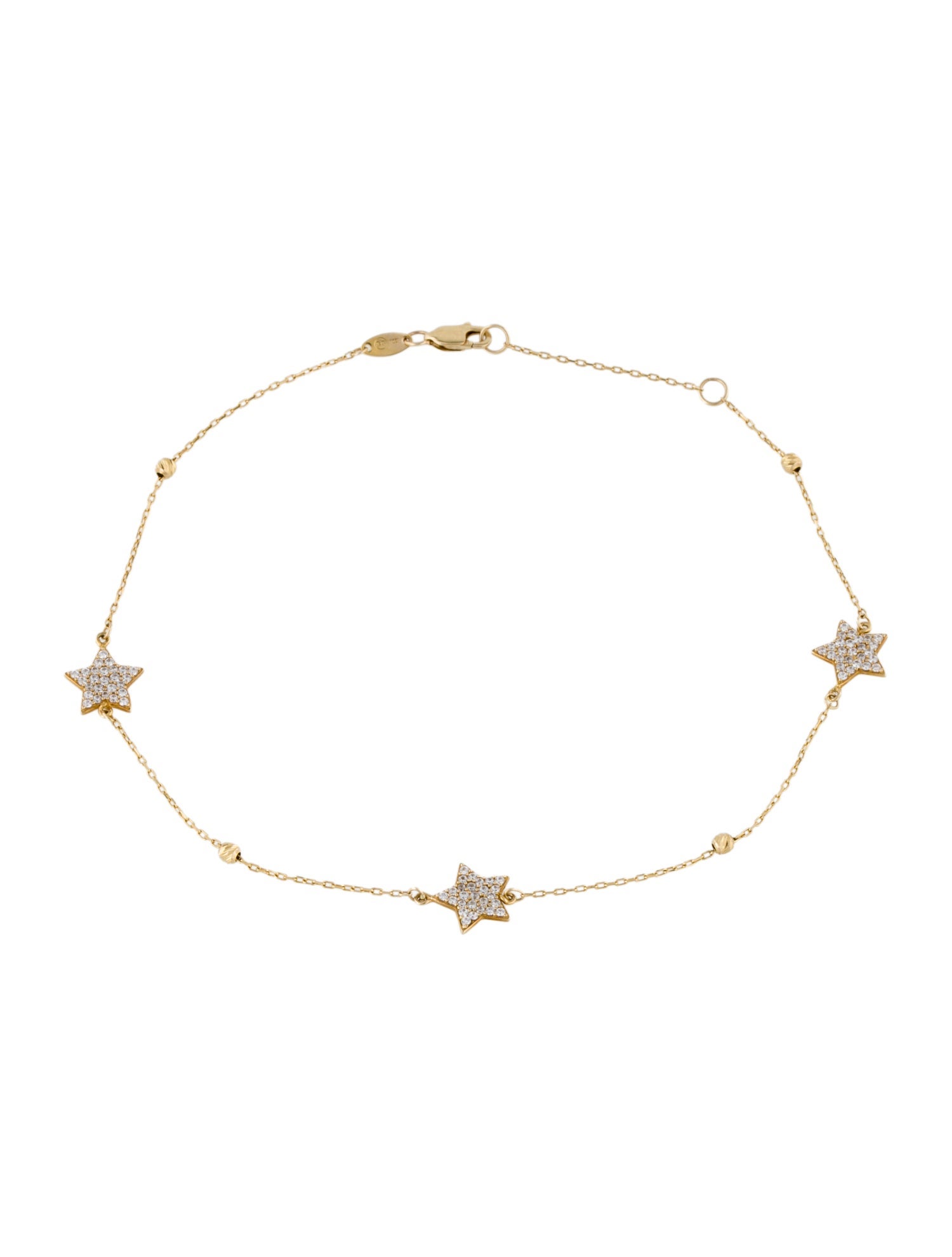 Anklet 14k Cubic Zirconia Star Station Bracelet