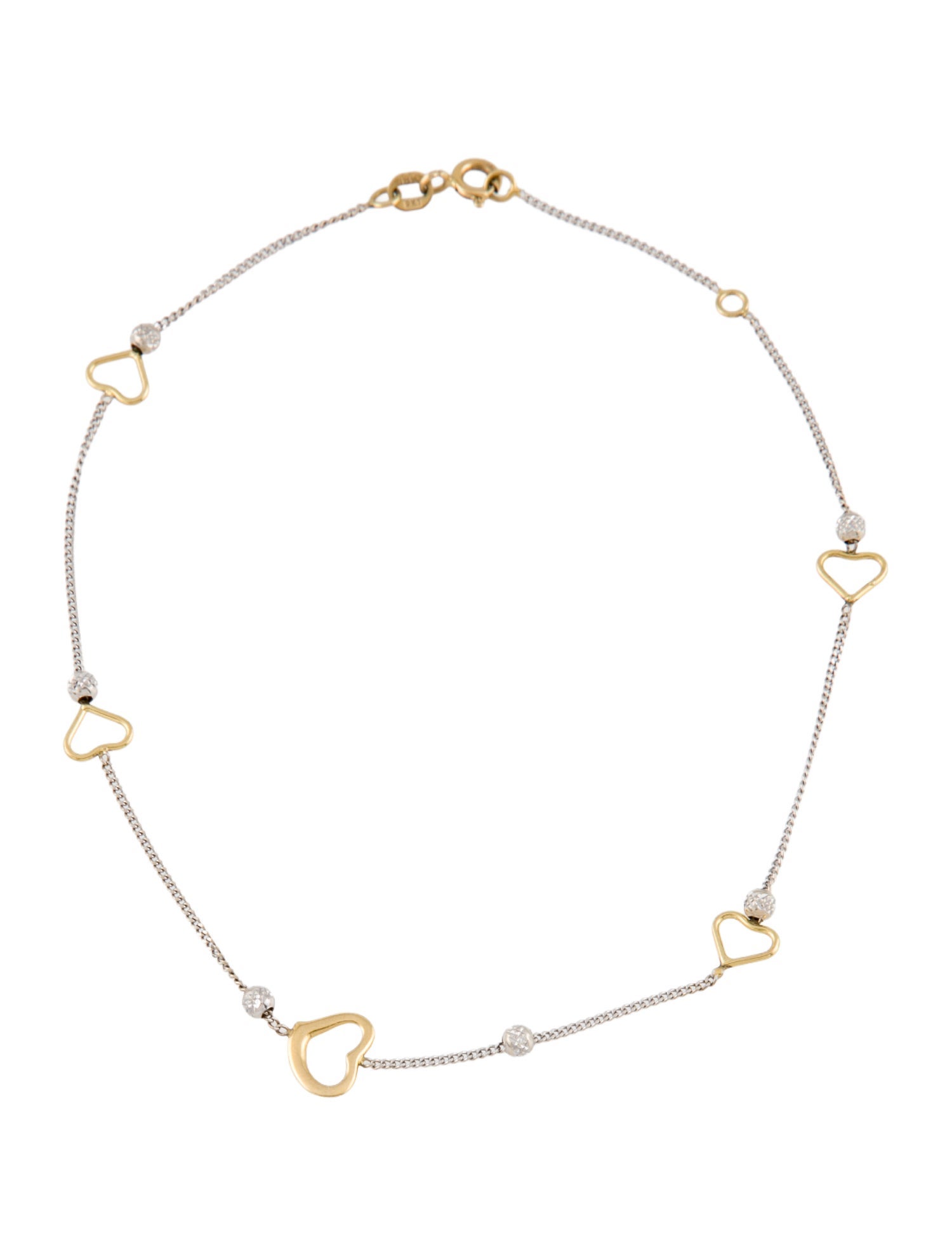 Anklet 18K Two-Tone Heart Station