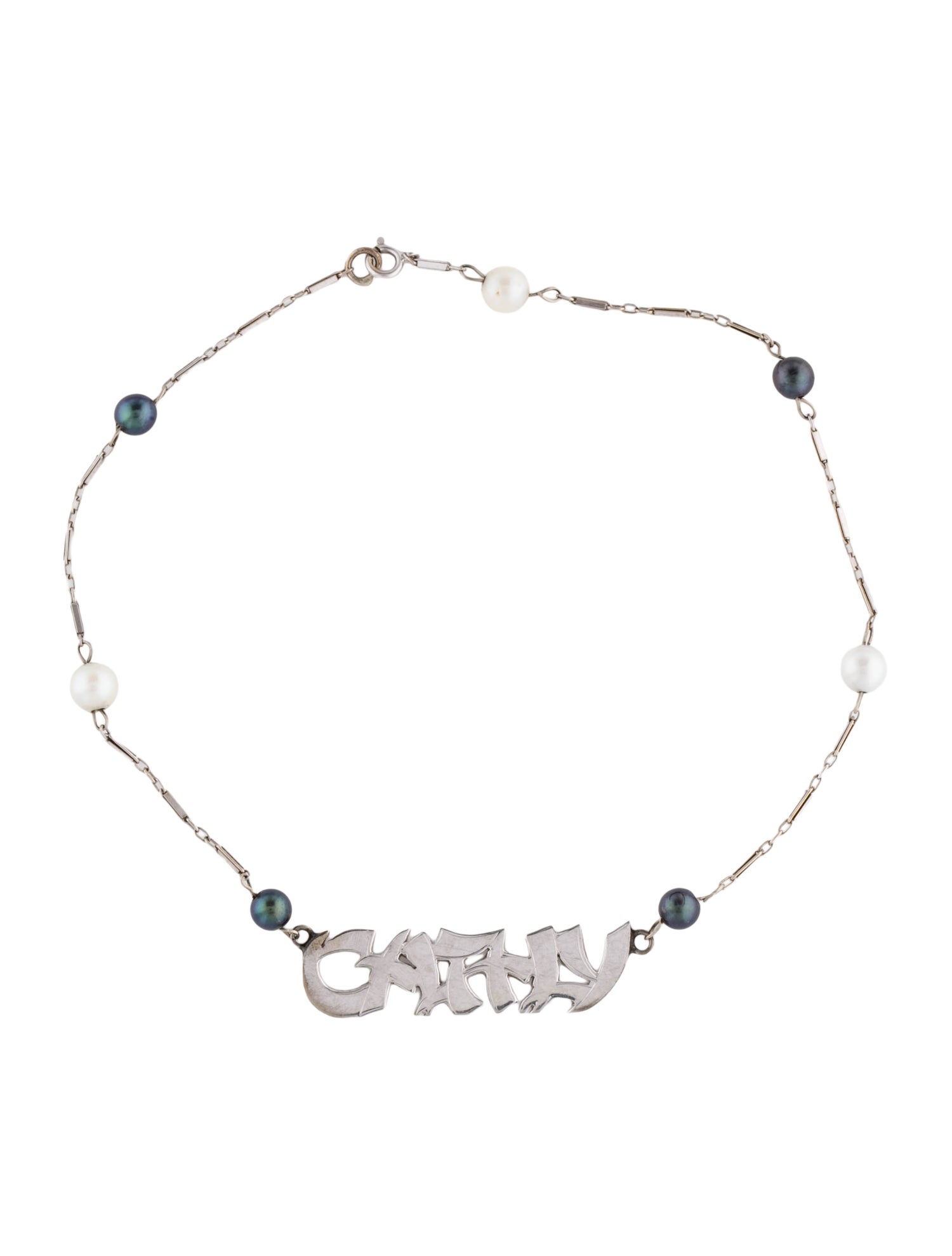 Anklet 14K Pearl 'Cathy' Nameplate