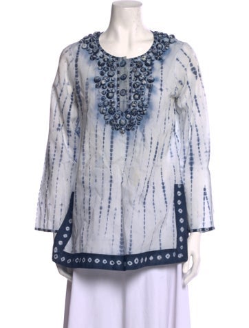 Ankasa Tops Tie-Dye Print Scoop Neck Tunic S