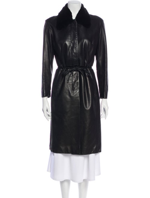 Andrew Marc Leather Trench Coat Black