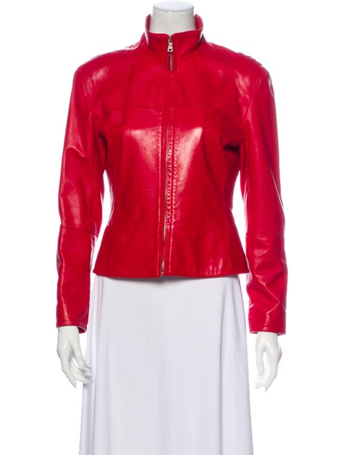 Andrew Marc Leather Biker Jacket Red