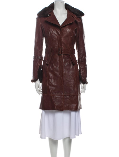 Andrew Marc Leather Trench Coat Brown