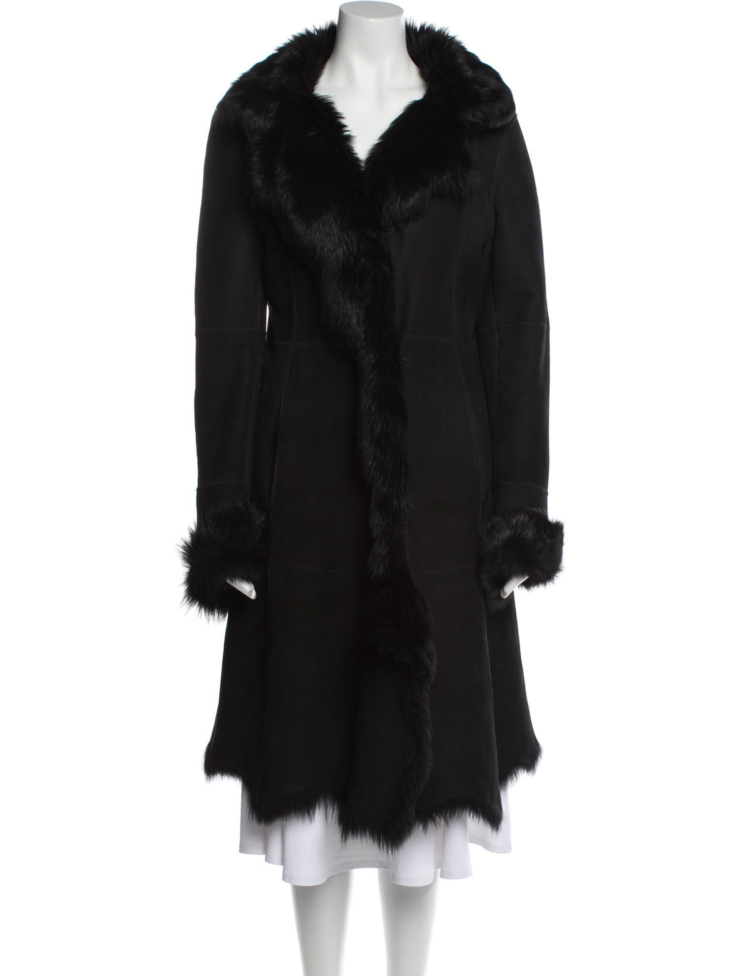 Andrew Marc Lamb Leather Faux Fur Coat