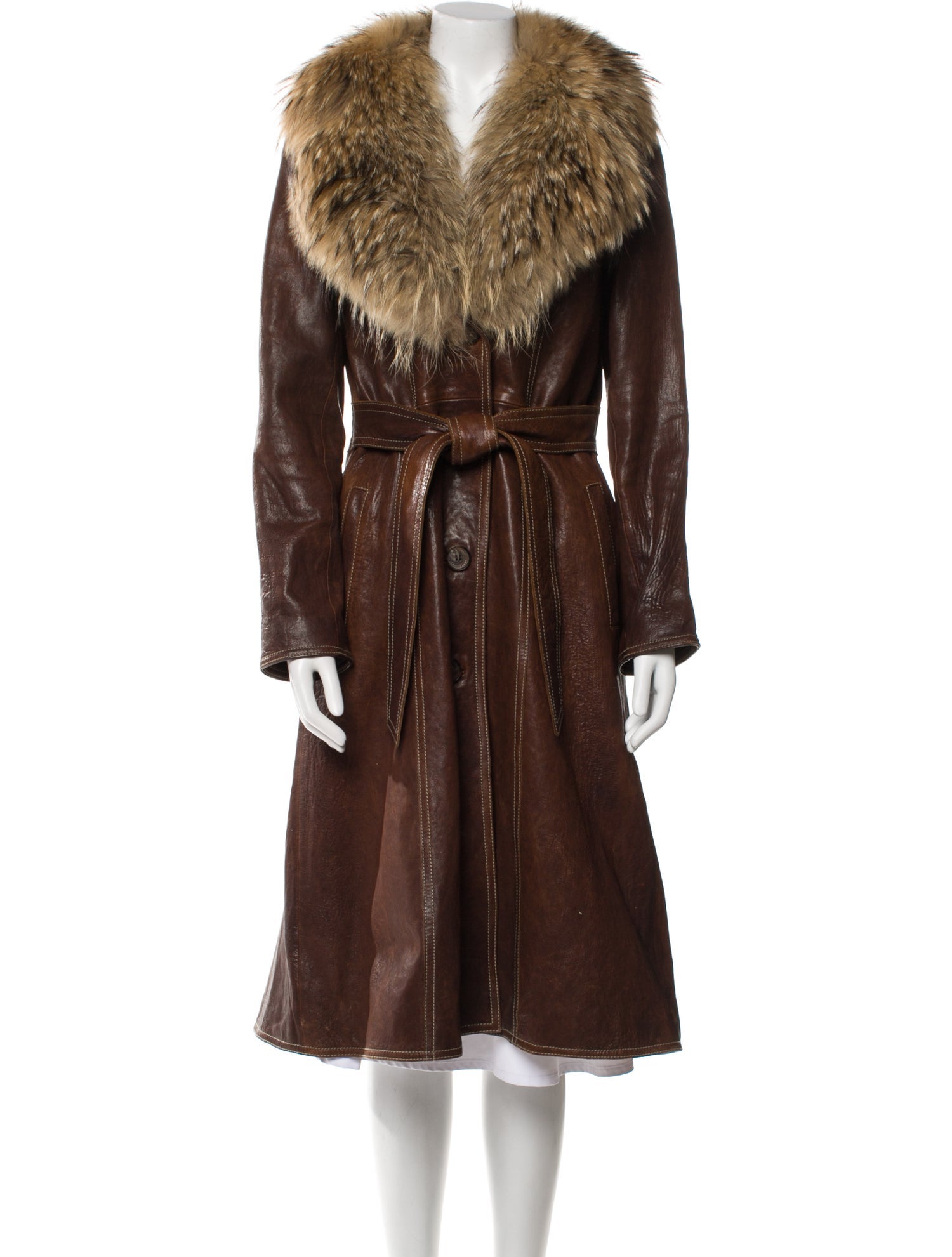 Andrew Marc Leather Faux Fur Coat