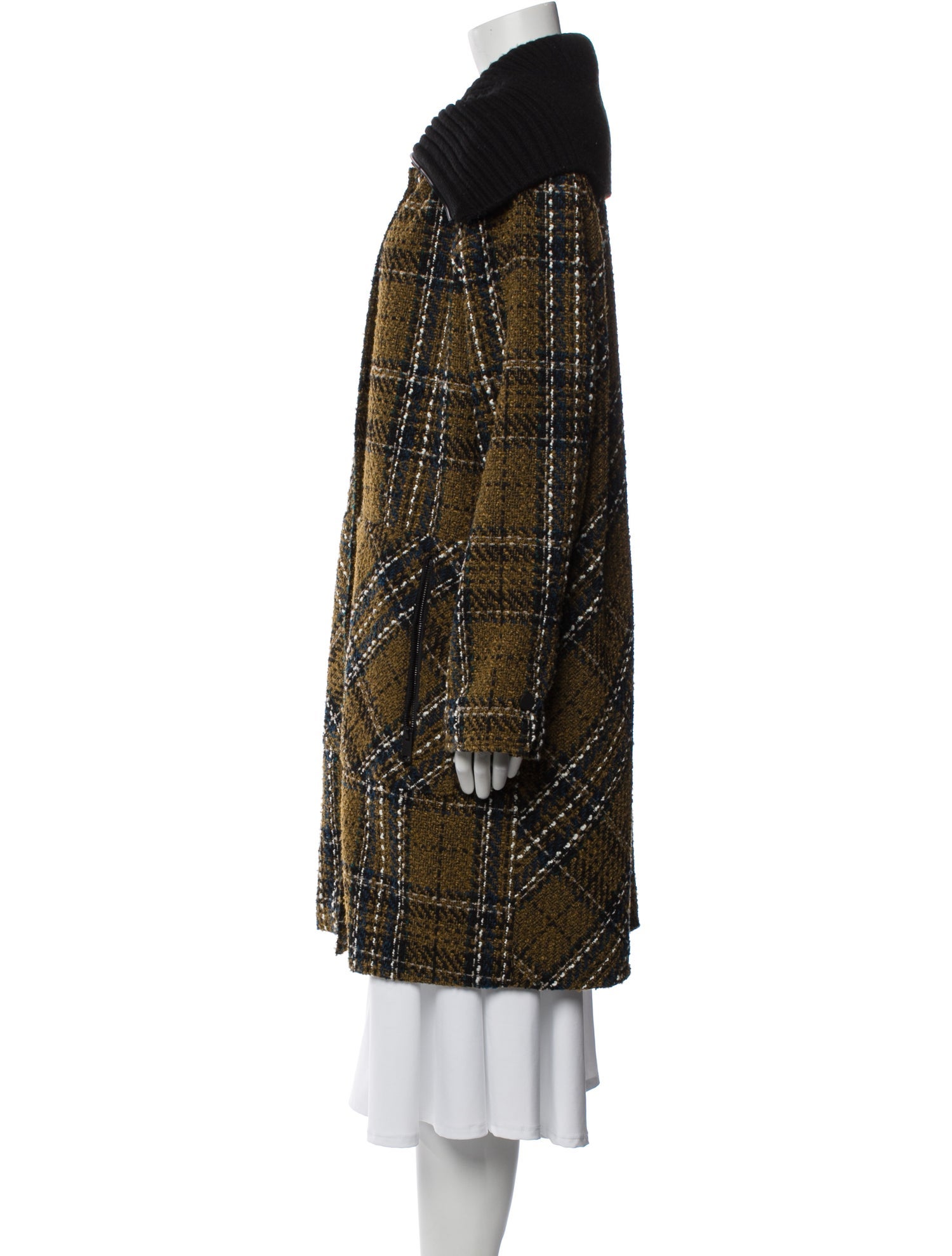 Andrew Marc Tweed Pattern Faux Fur Coat