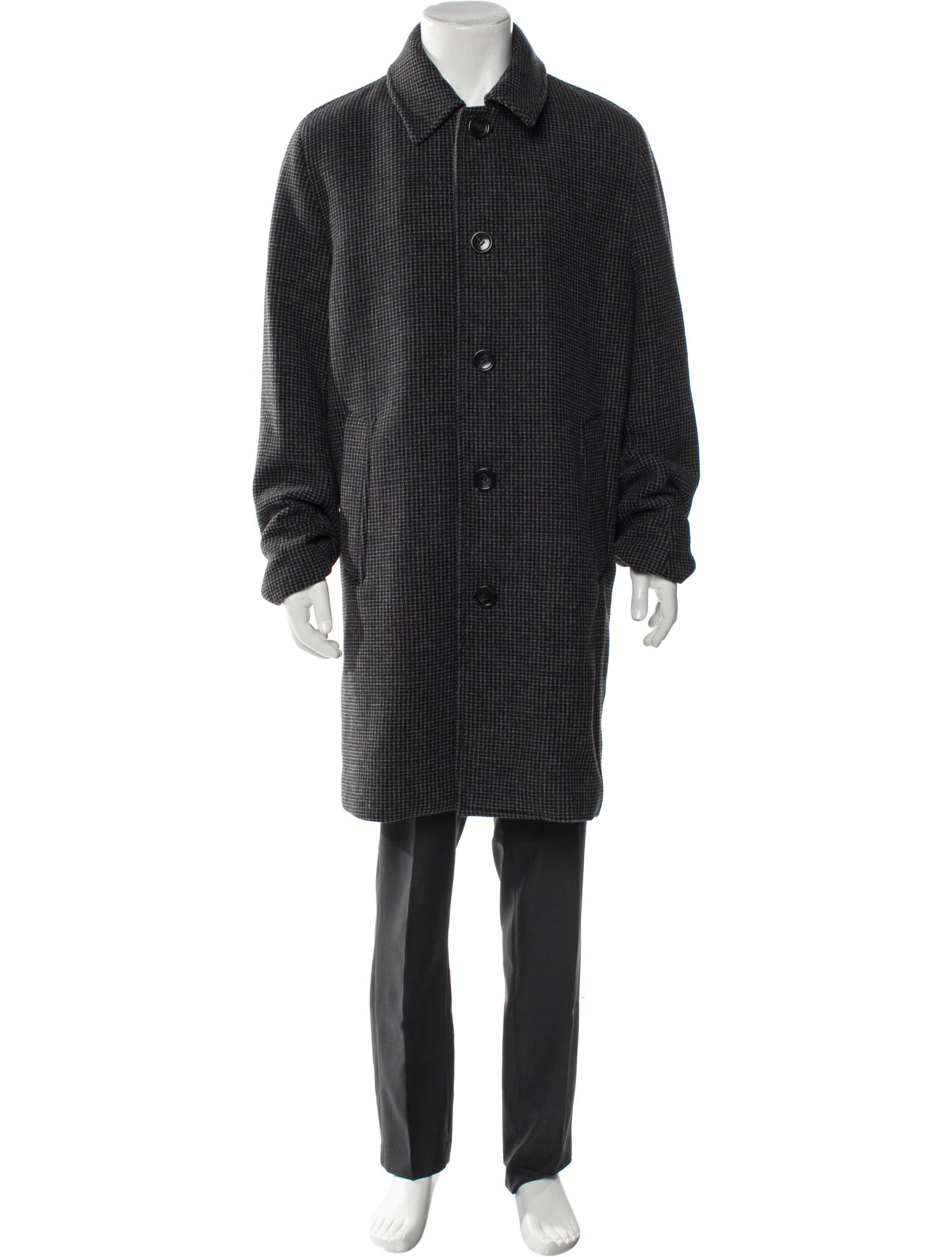 Andrew Marc Houndstooth Print Overcoat