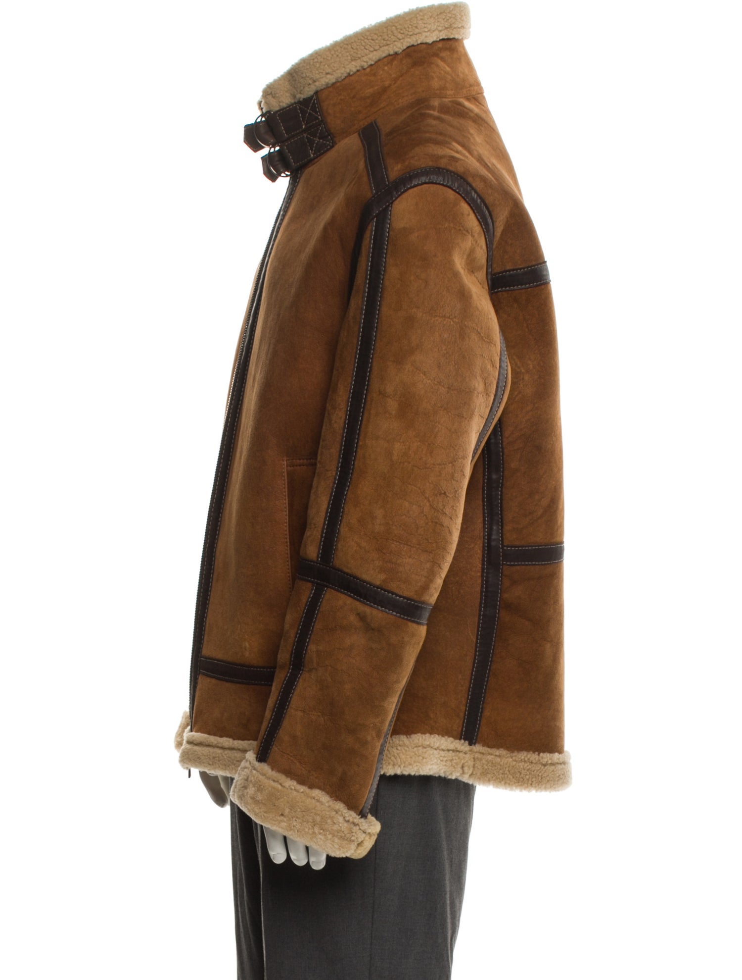 Andrew Marc Shearling Colorblock Pattern Jacket