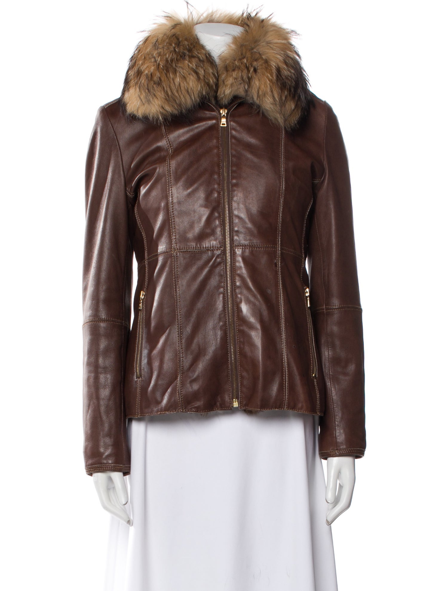 Andrew Marc Leather Faux Fur Coat