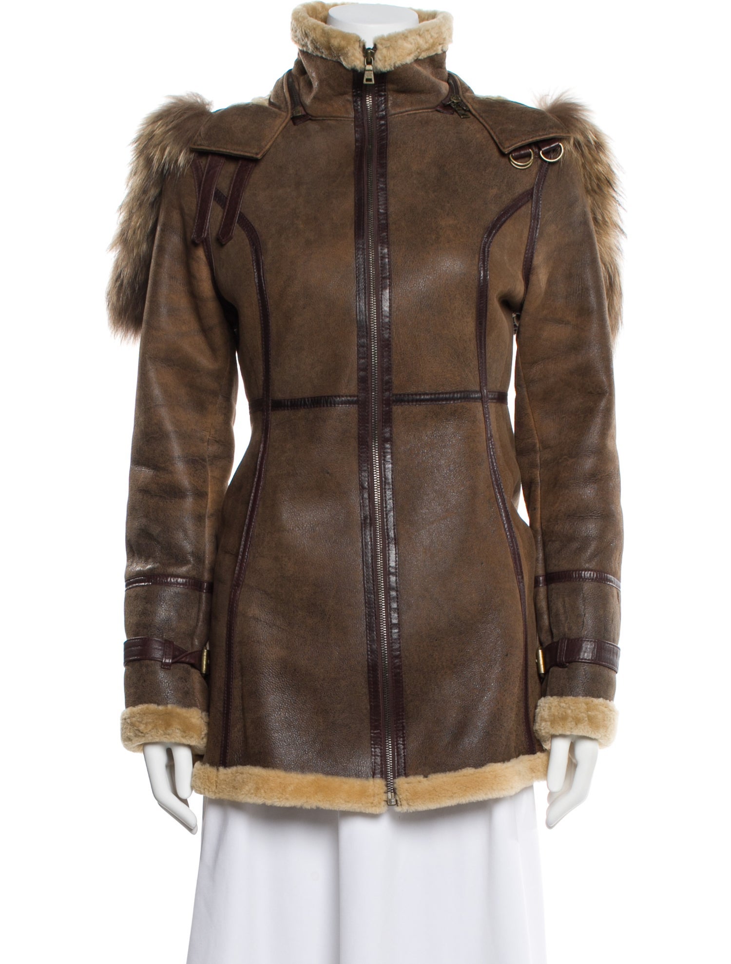 Andrew Marc Lambswool Faux Fur Coat