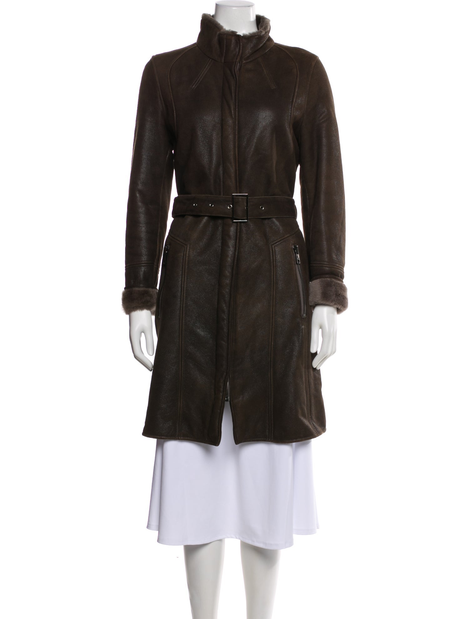 Andrew Marc Leather Faux Fur Coat