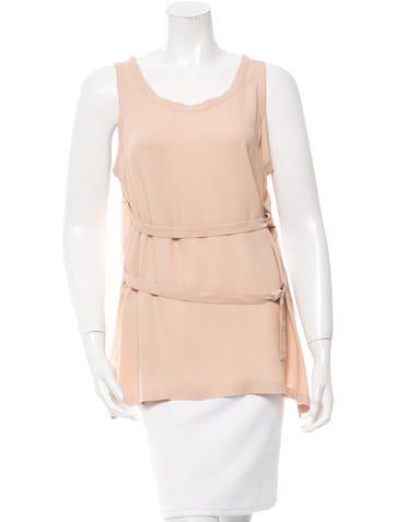 Ann Demeulemeester Silk-Paneled Scoop Neck Top