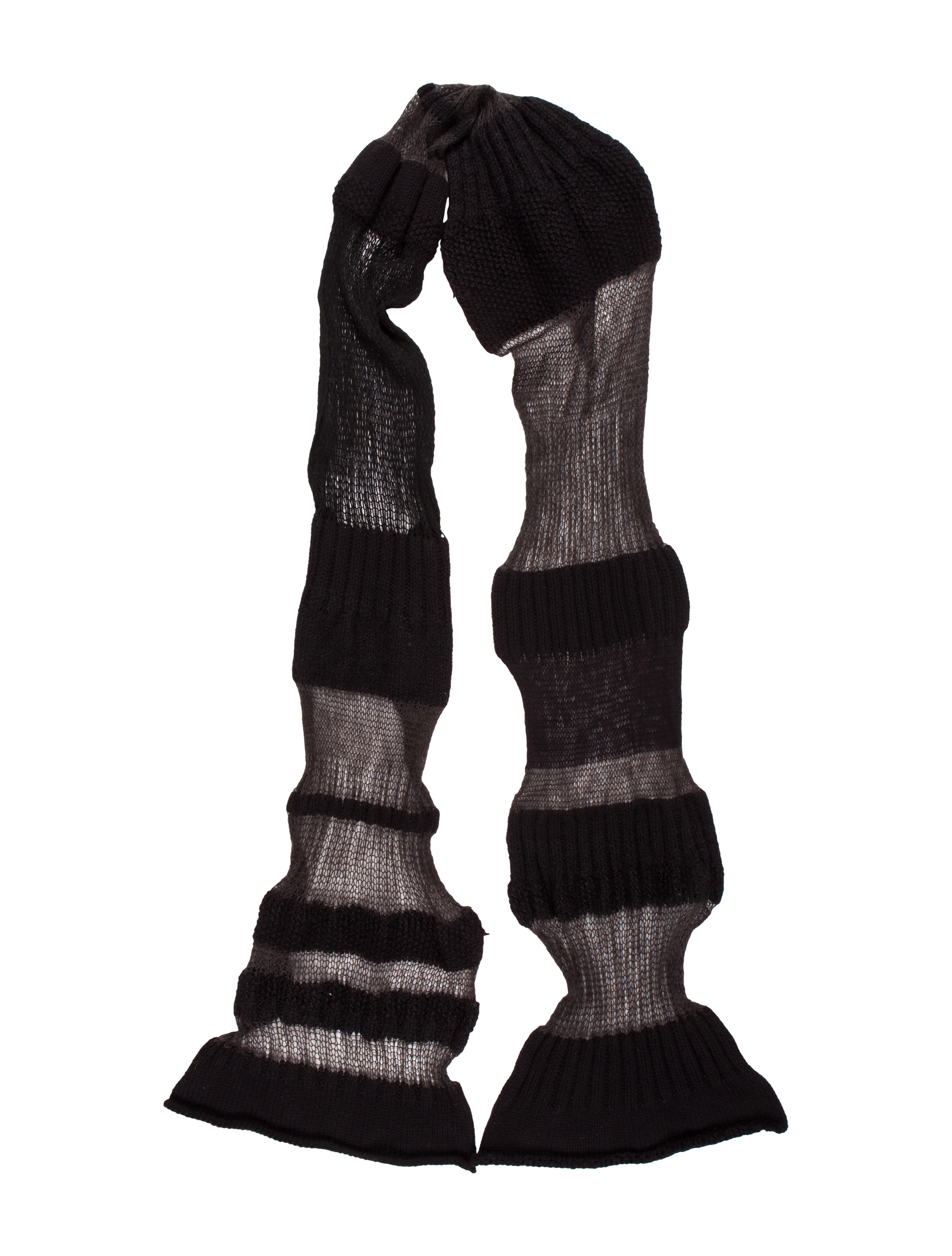 Ann Demeulemeester Knit Wool Scarf - Black Scarves and Shawls