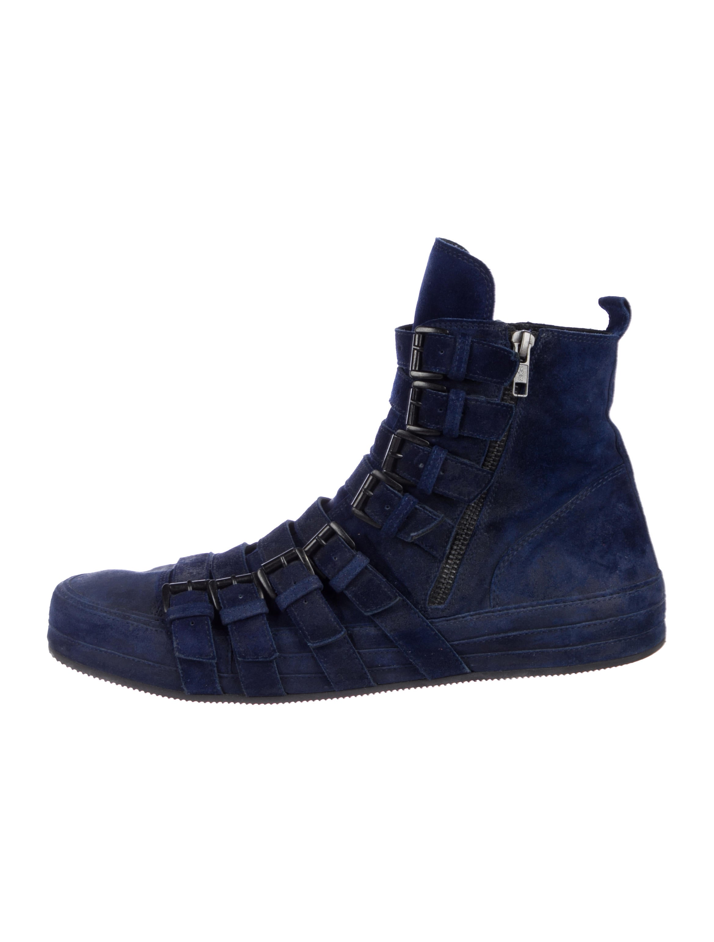 Ann Demeulemeester Suede Multi-Strap High-Top Sneakers - Blue