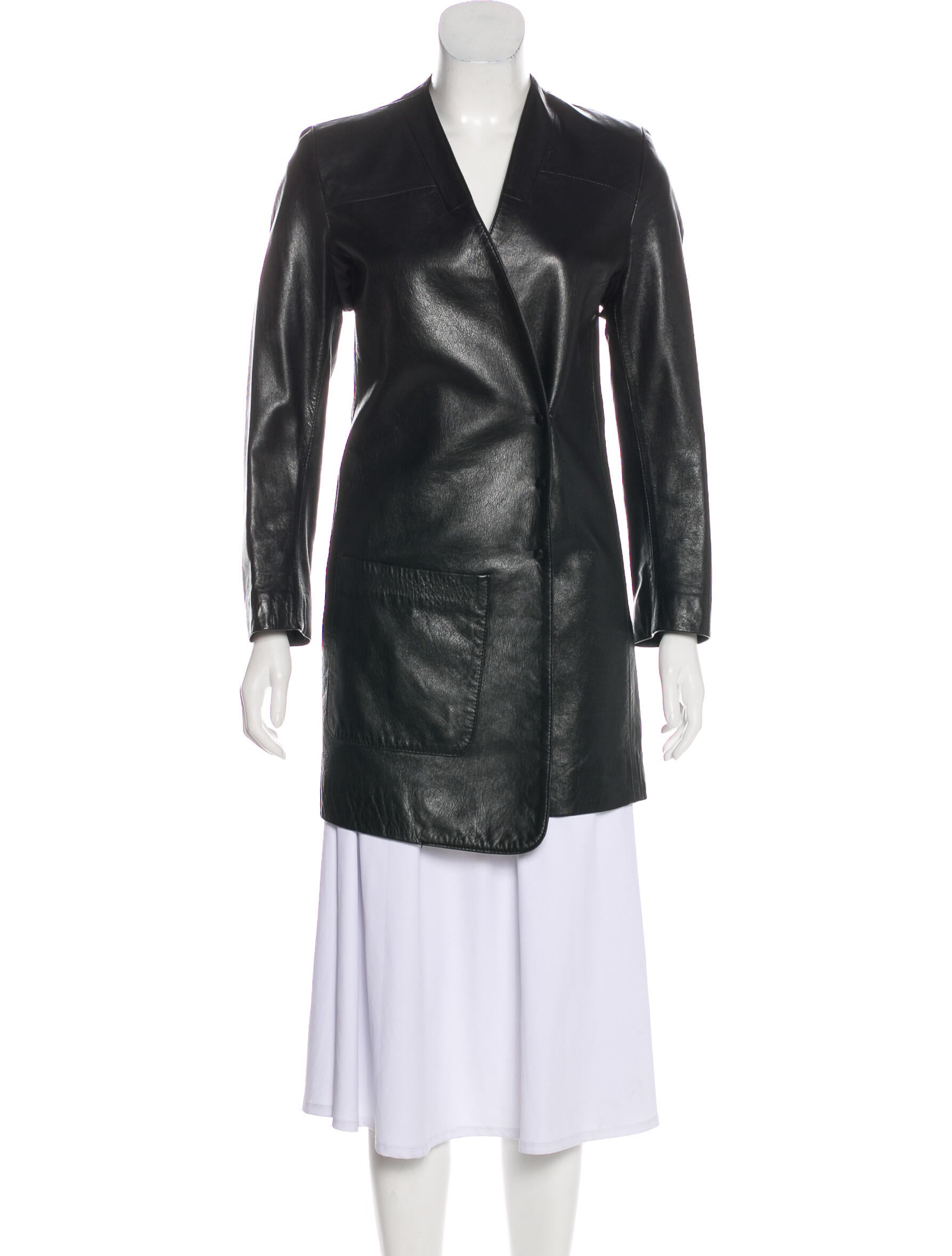 Ann Demeulemeester KneeLength Leather Coat Clothing ANN33119 The