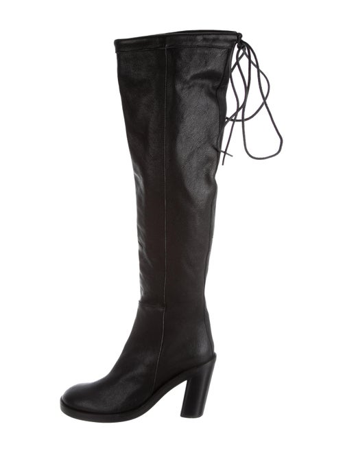 Ann Demeulemeester Leather Over-the-Knee Boots Bla