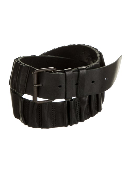 Ann Demeulemeester Ruffled Leather Belt Black