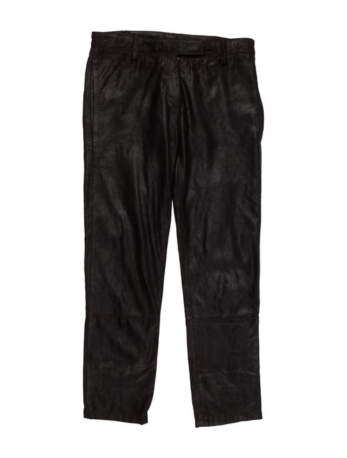 Ann Demeulemeester Leather Mid-Rise Pants Black