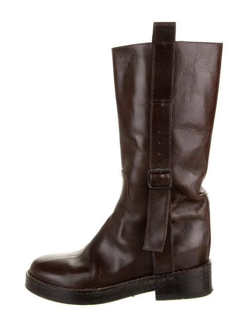 Ann Demeulemeester Leather Moto Boots Brown