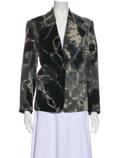 Ann Demeulemeester Leather Floral Print Blazer Bla