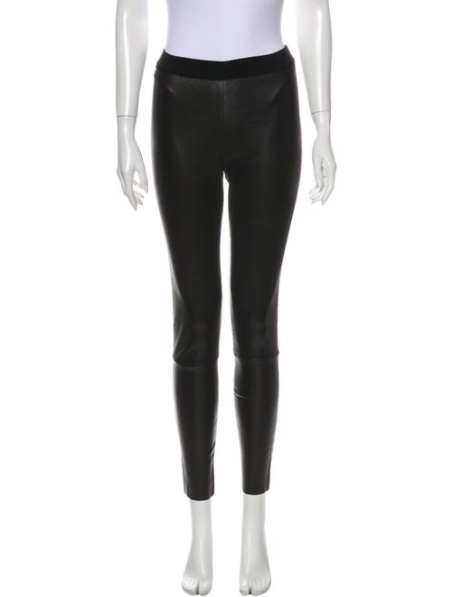 Ann Demeulemeester Leather Skinny Leg Pants Black