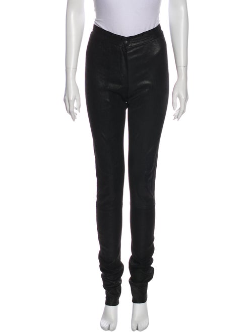 Ann Demeulemeester Leather Skinny Leg Pants Black