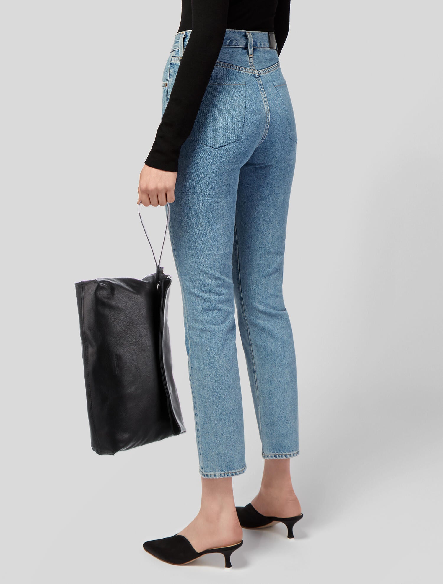Ann Demeulemeester Leather Fold Over Clutch Bag - Black Clutches