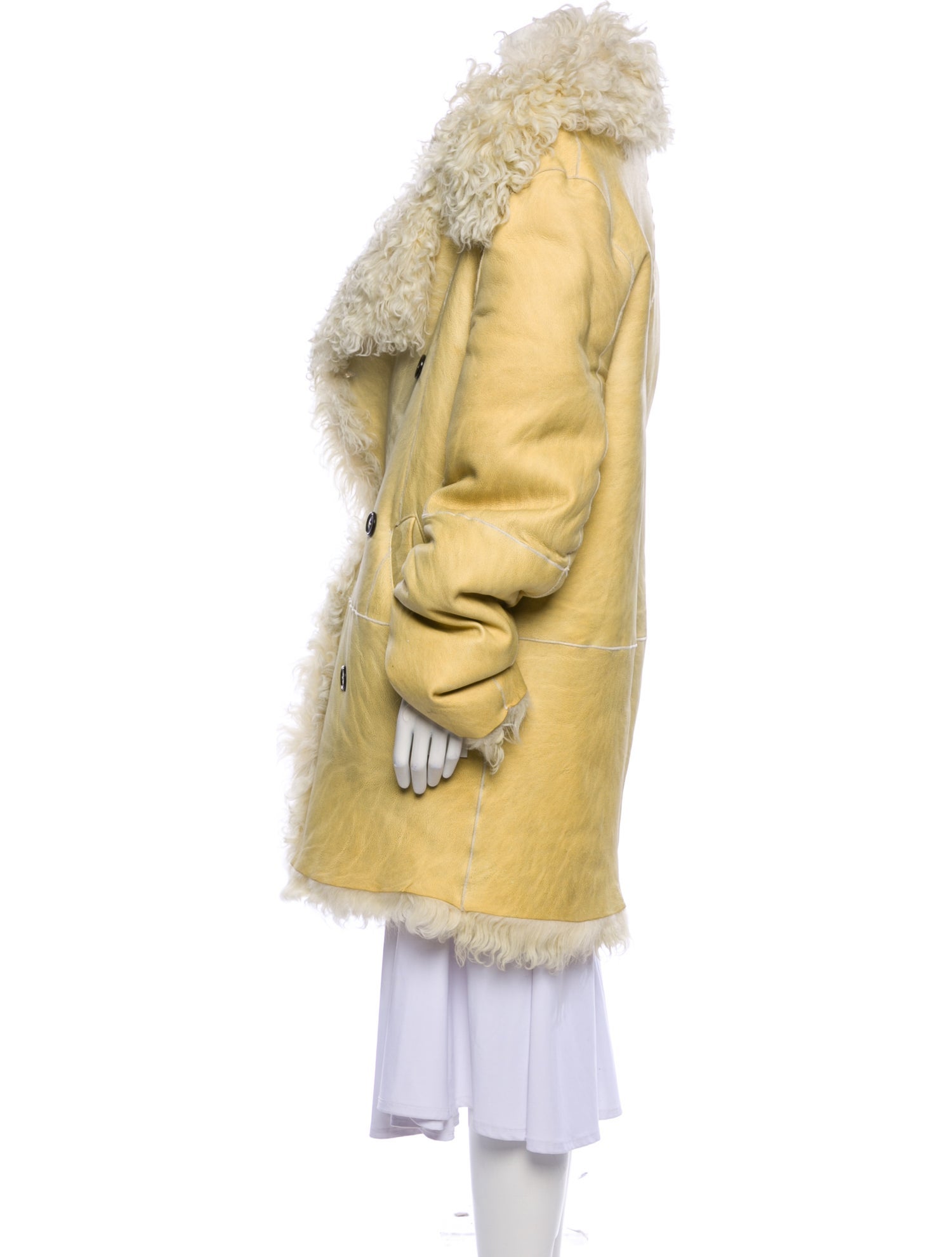 Ann Demeulemeester Leather Faux Fur Coat - Neutrals Coats