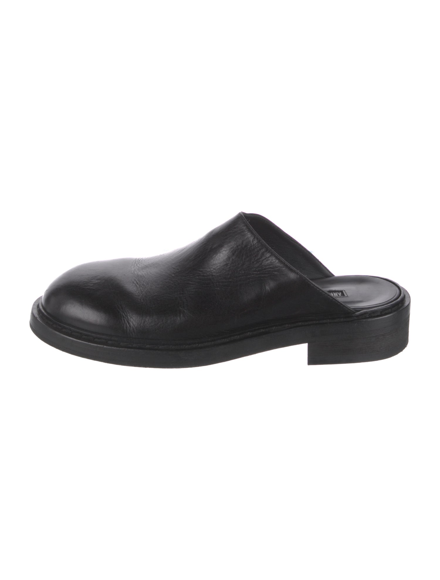 Ann Demeulemeester Leather Mules - Black Flats, Shoes - ANN50109
