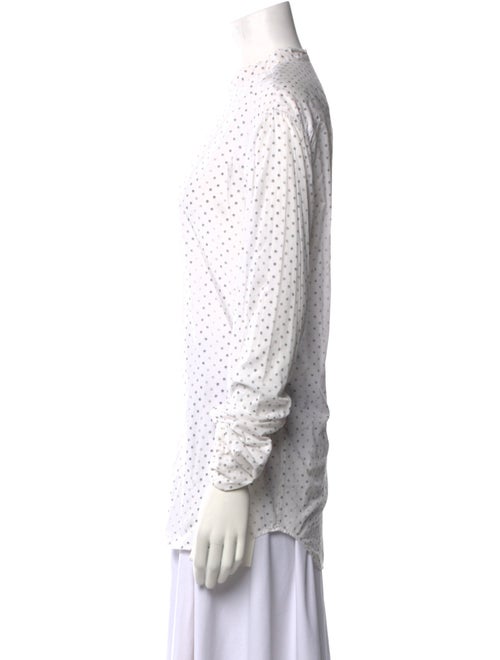 Ann Demeulemeester Polka Dot Print Mock Neck Button-Up Top