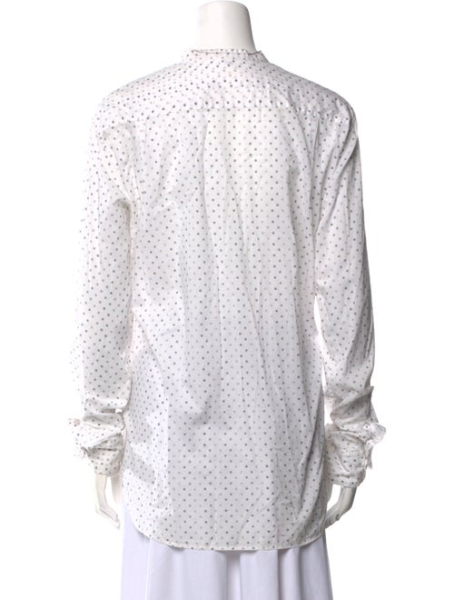 Ann Demeulemeester Polka Dot Print Mock Neck Button-Up Top