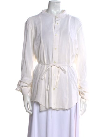 Ann Demeulemeester Mock Neck Long Sleeve Button-Up Top