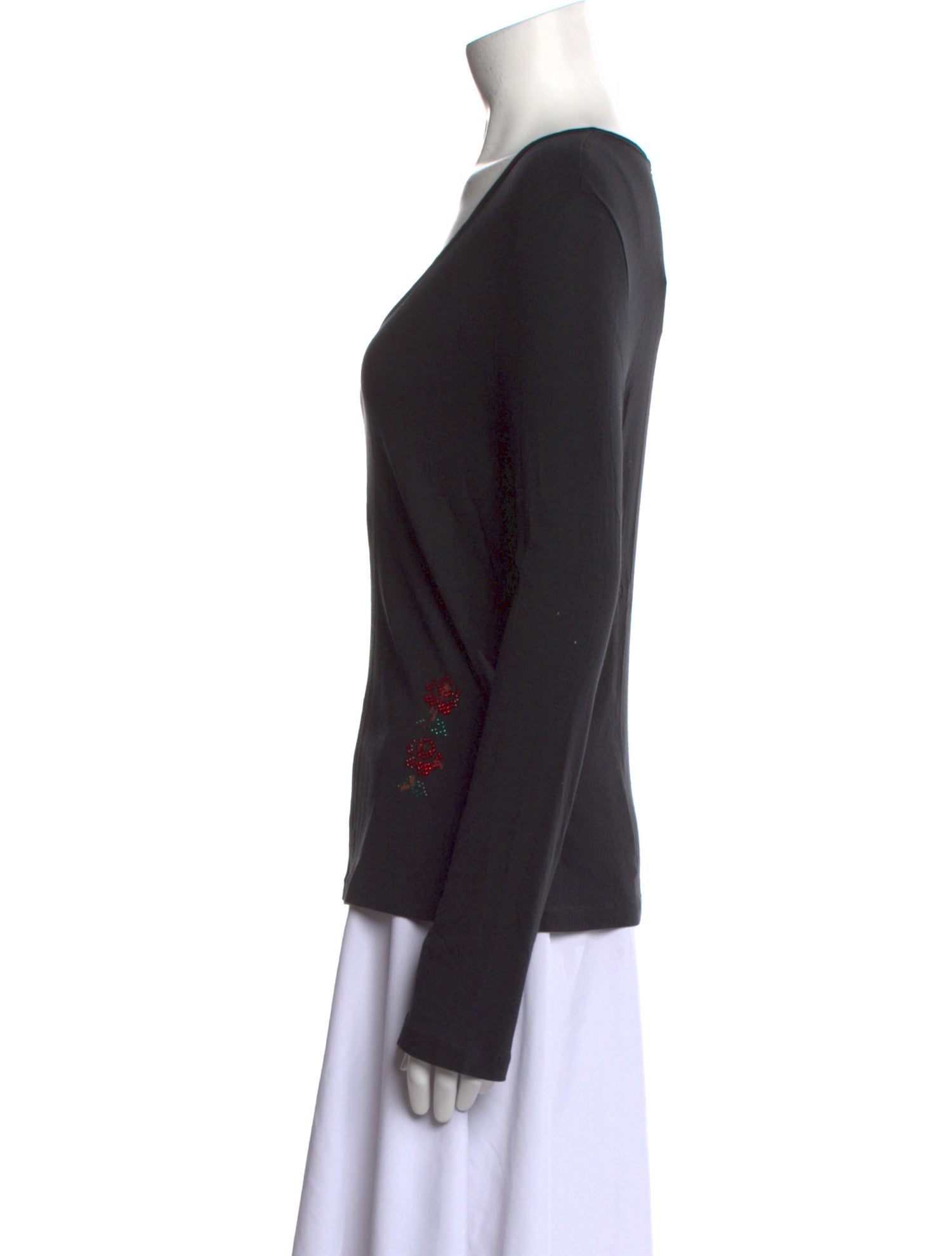 Ann Demeulemeester V-Neck Long Sleeve T-Shirt