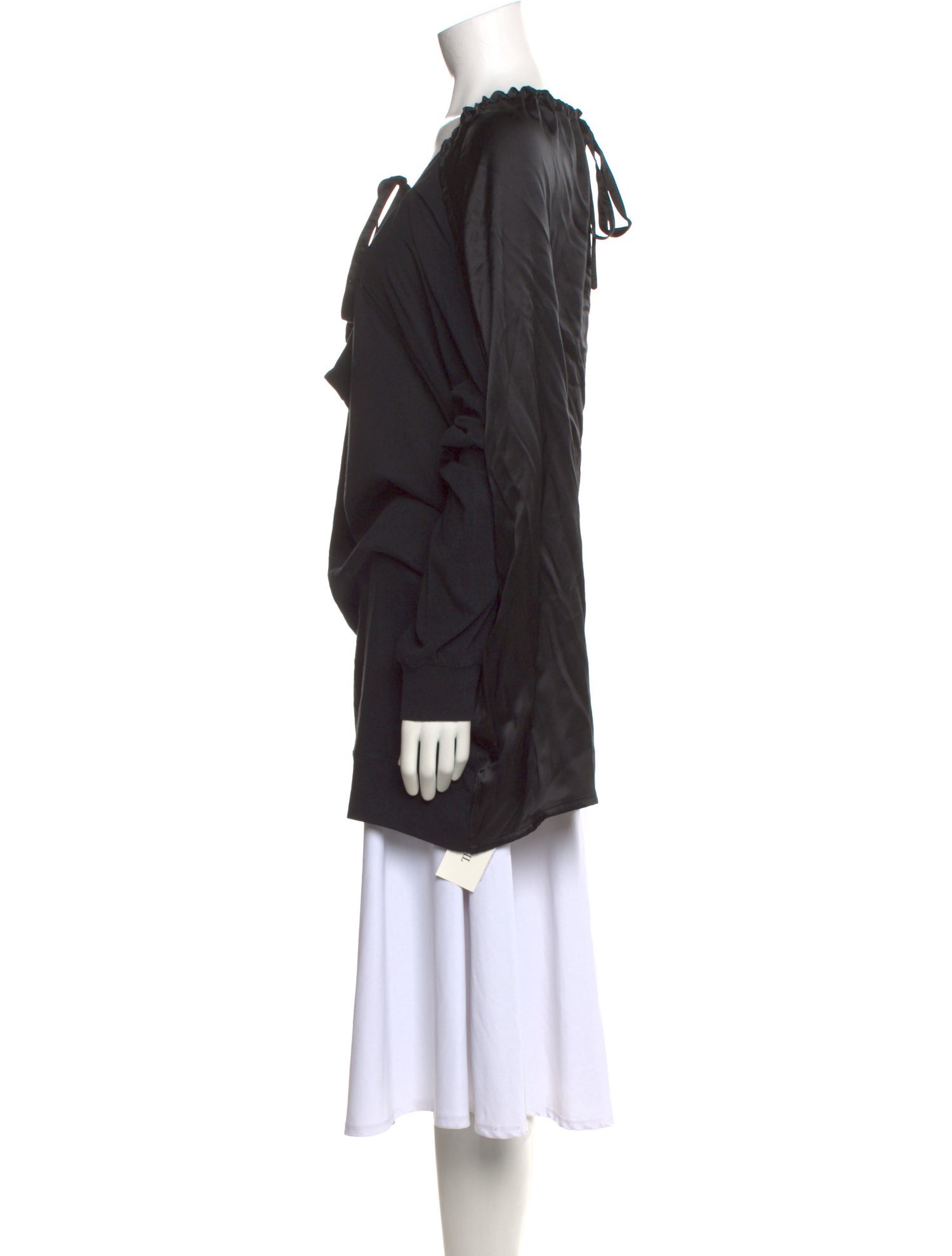 Ann Demeulemeester Tie Neck Long Sleeve Tunic - Black Tops