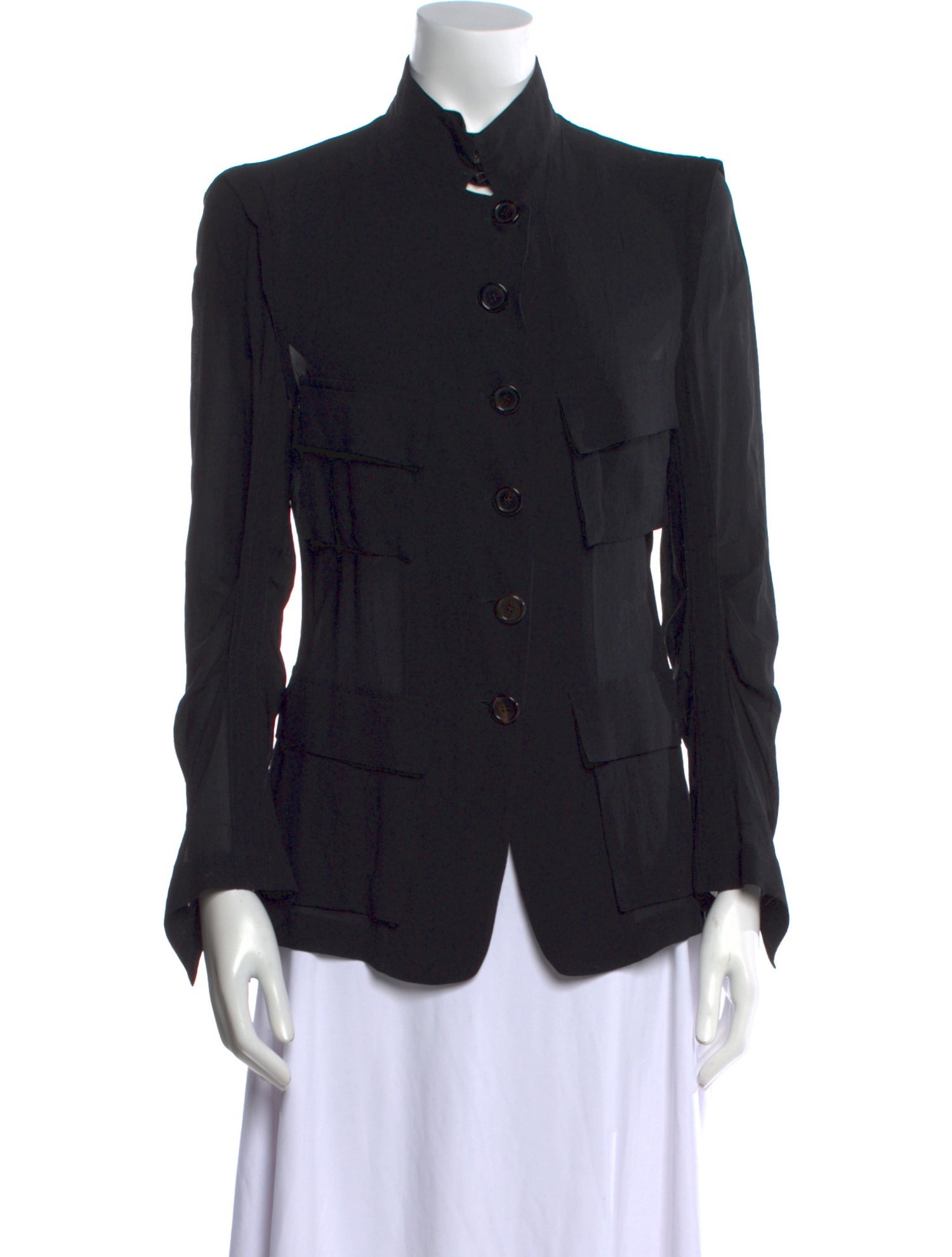 Ann Demeulemeester Silk Long Sleeve Button-Up Top