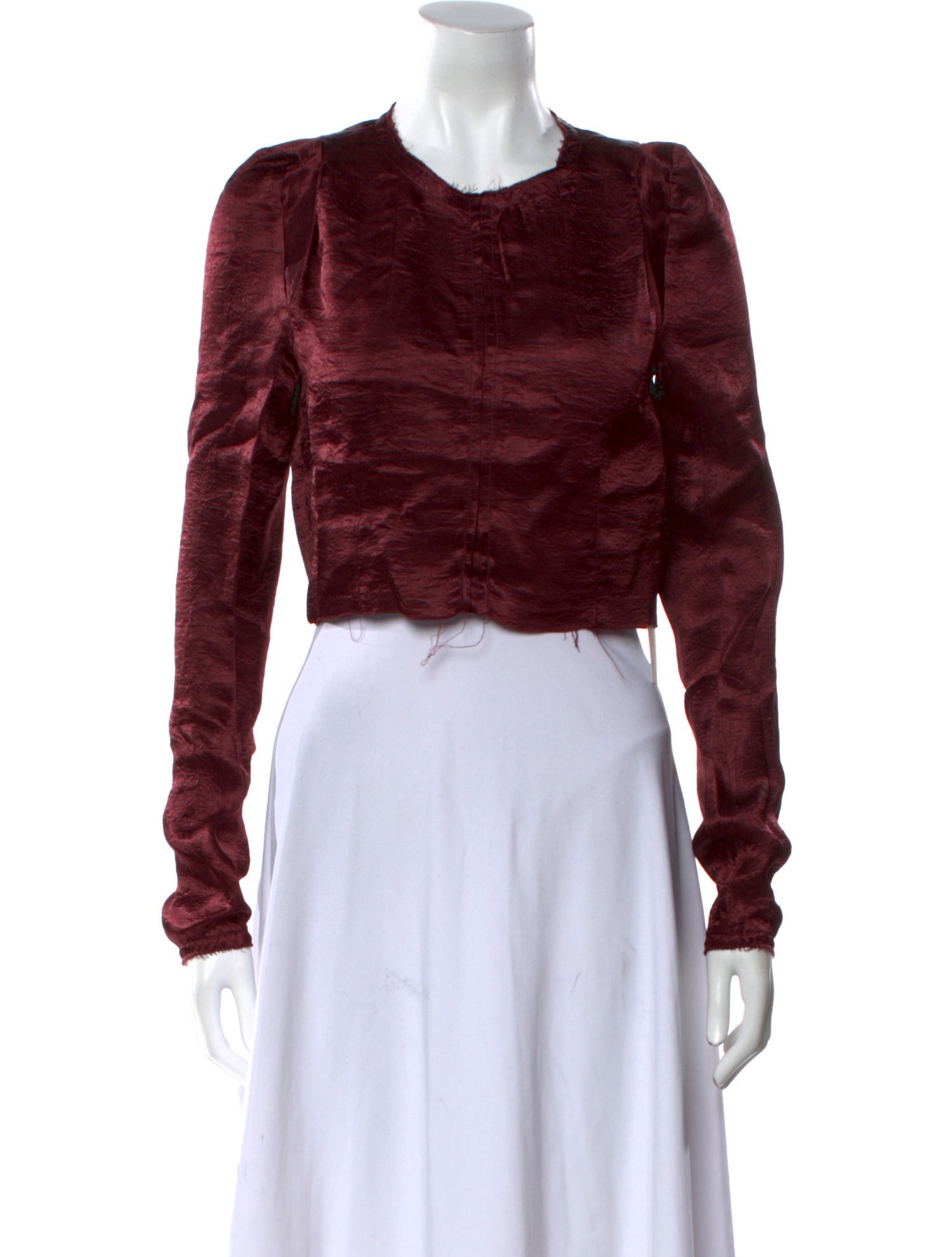 Ann Demeulemeester Crew Neck Long Sleeve Crop Top