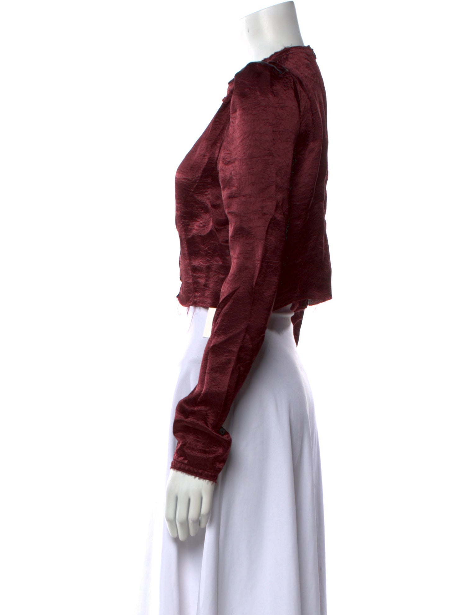 Ann Demeulemeester Crew Neck Long Sleeve Crop Top