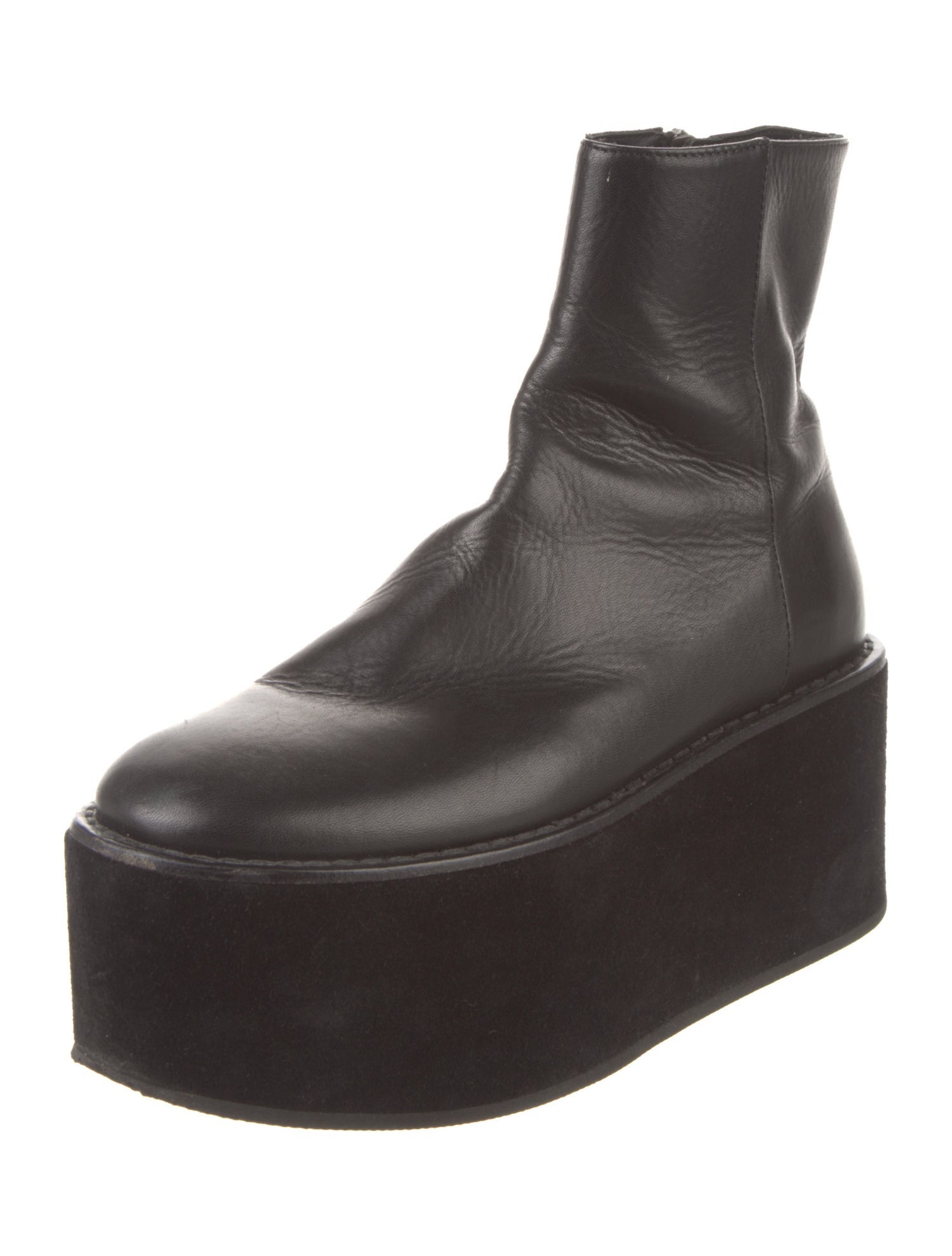 Ann Demeulemeester Embossed Leather Embroidered Accent Boots